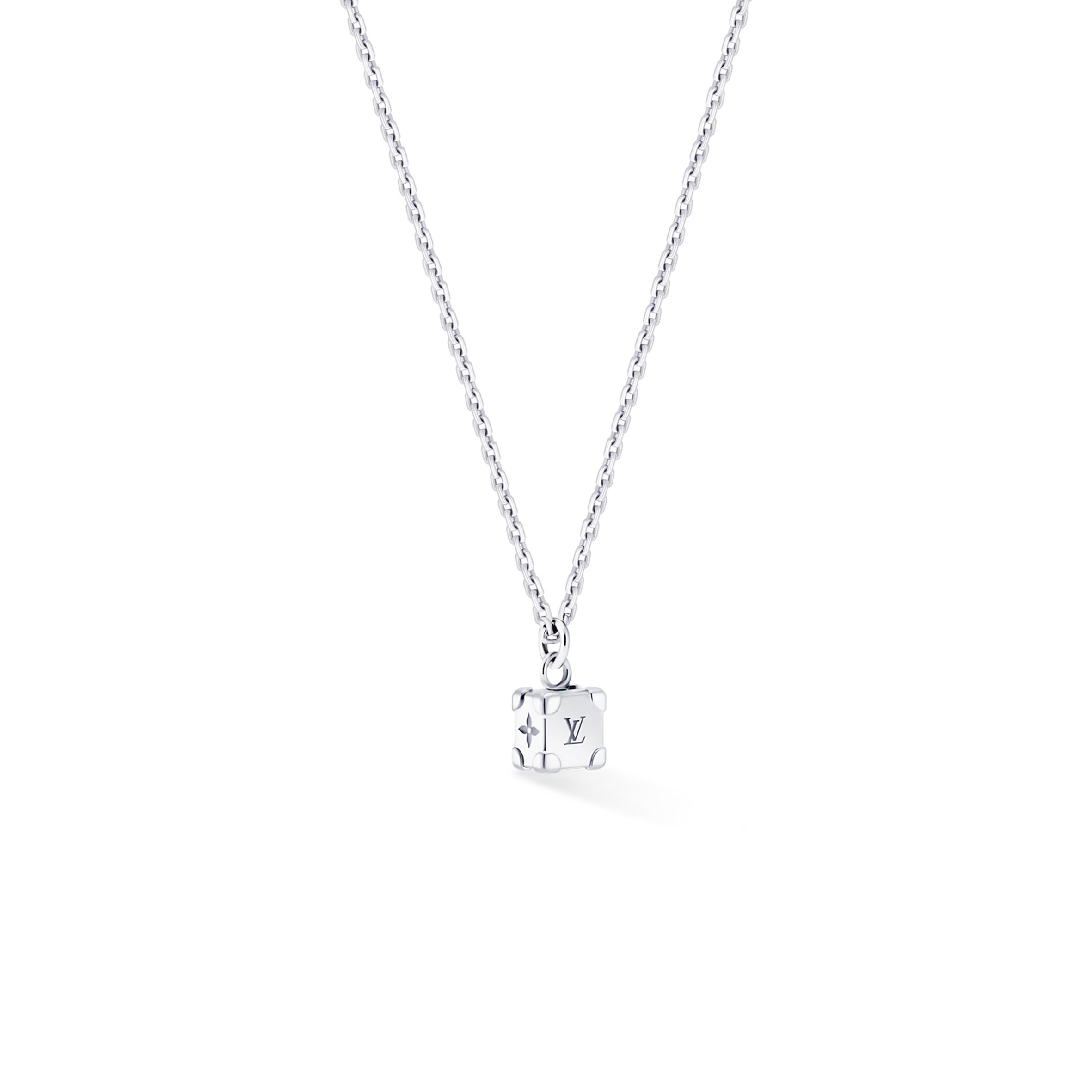 LOUIS VUITTON LES GASTONS VUITTON TRUNK PENDANT, WHITE GOLD AND DIAMOND Q03084